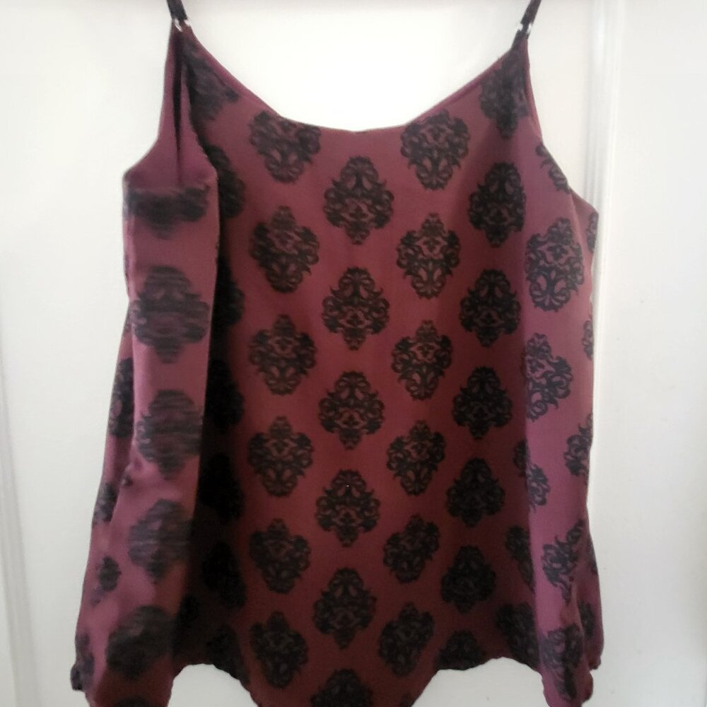 90s Y2K Nevada Maroon & Black Flock Print Camisole